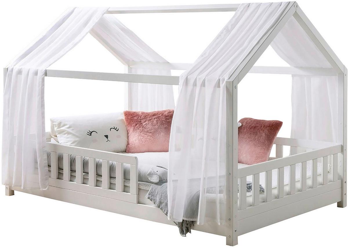 Hausbett Kim Weiß 100x200cm - Weiß/Naturfarben, MODERN, Holz/Textil (100/200cm) - Livetastic