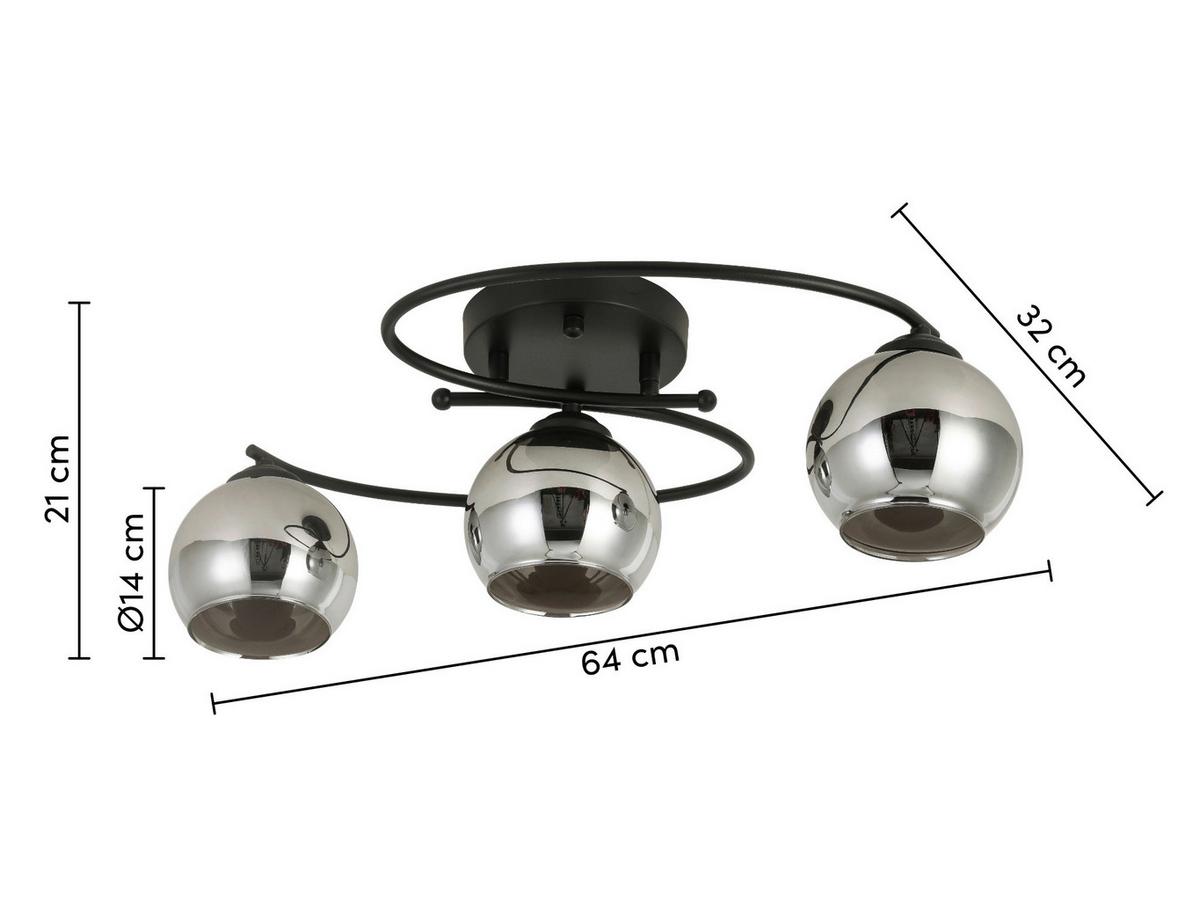 Stropní svítidlo MIOM - černá/barvy chromu, Moderní, kov/sklo (64/32/15cm) - Modern Living