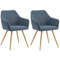 Armlehnstuhl Melinda Blau Gepolstert - Blau/Naturfarben, MODERN, Textil/Metall (56/81,5/63cm) - MID.YOU