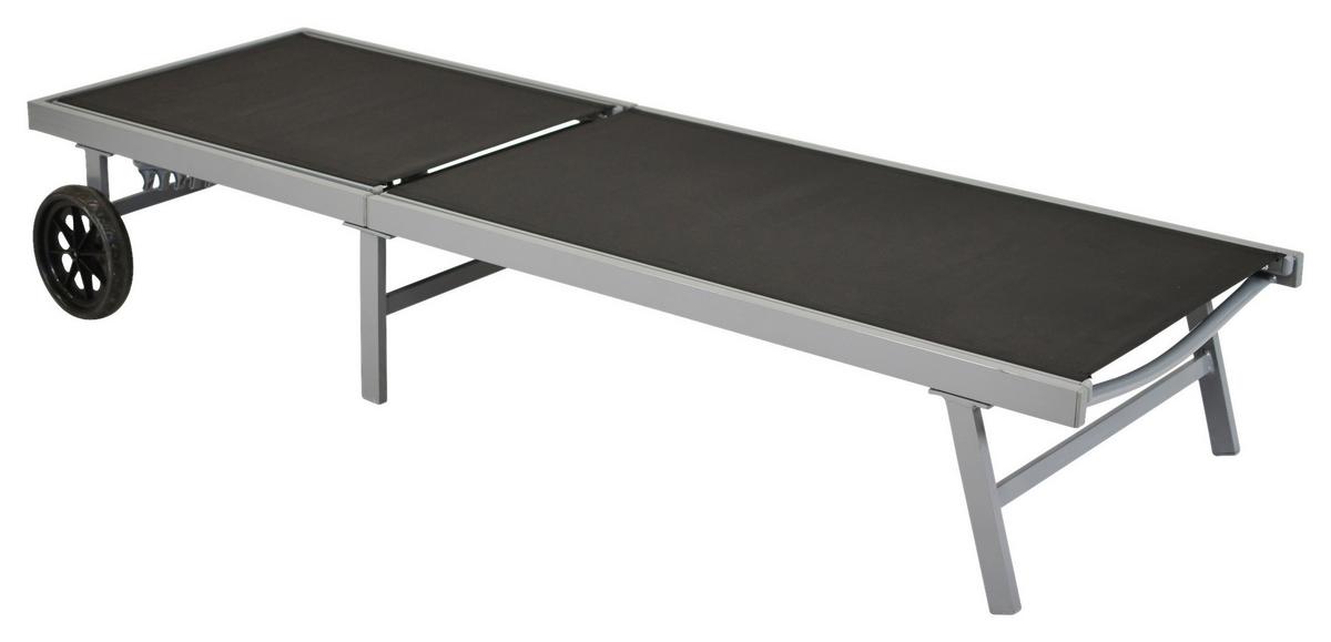 Sonnenliege Tessin Metall/kunststoff Mit Rollen - Silberfarben/Grau, MODERN, Kunststoff/Metall (201/98/65cm) - Gardenson