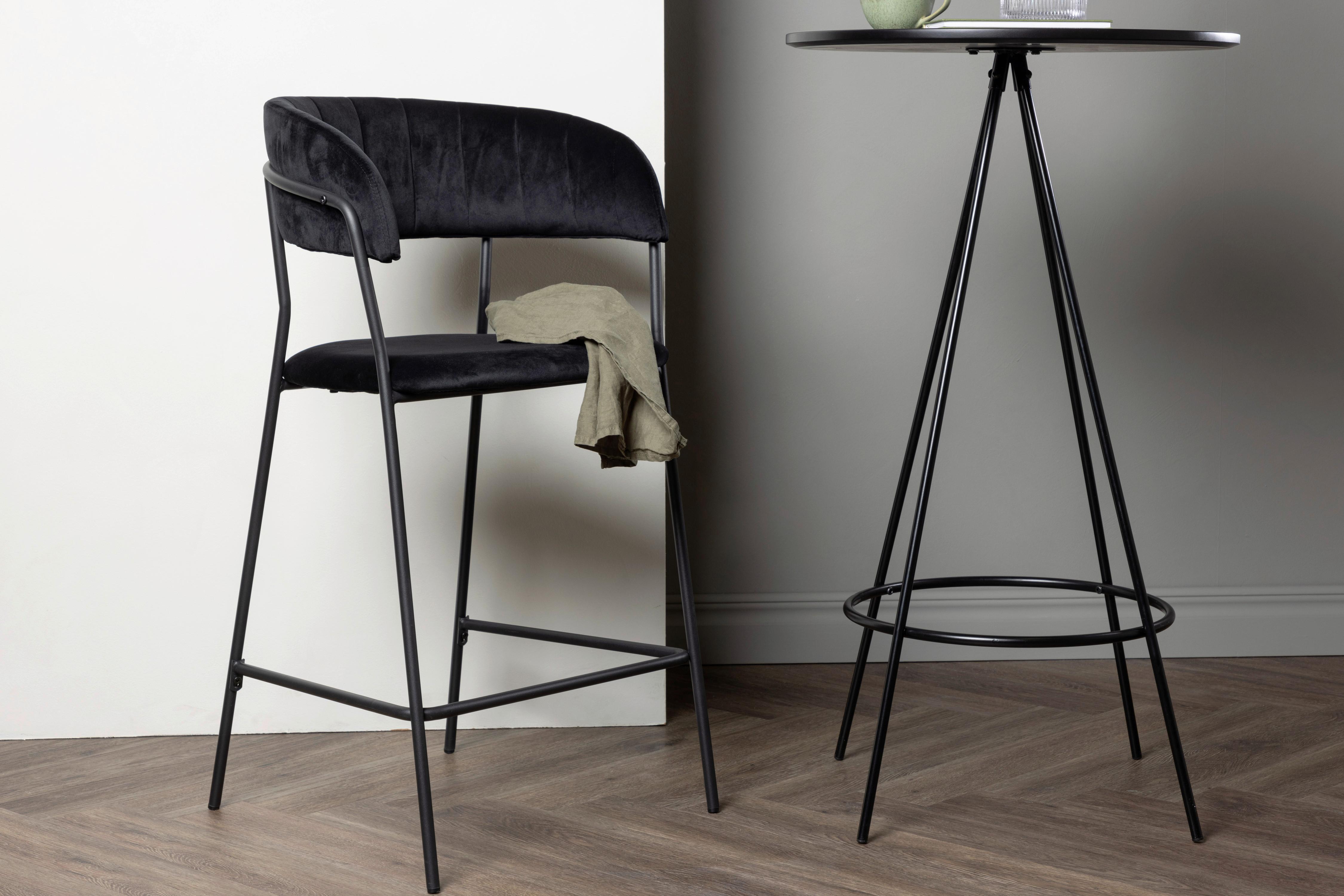 Barhocker-Set Lui - Schwarz, Design, Textil/Metall (53/97/49cm) - Livetastic