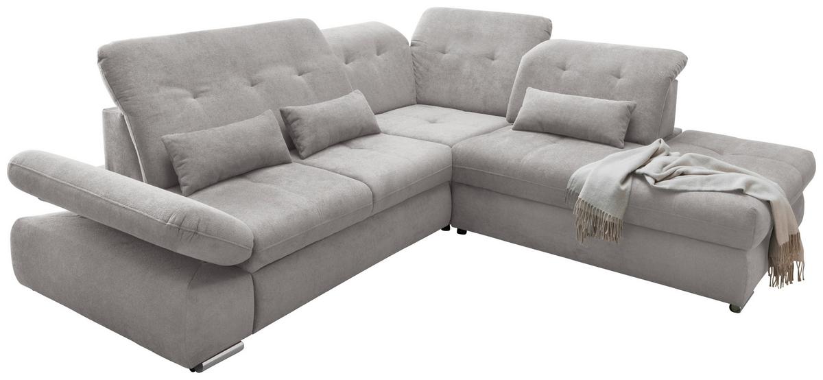 Ecksofa Dalida Grau S: 280x254 cm - Chromfarben/Grau, MODERN, Textil (280/254cm) - Livetastic