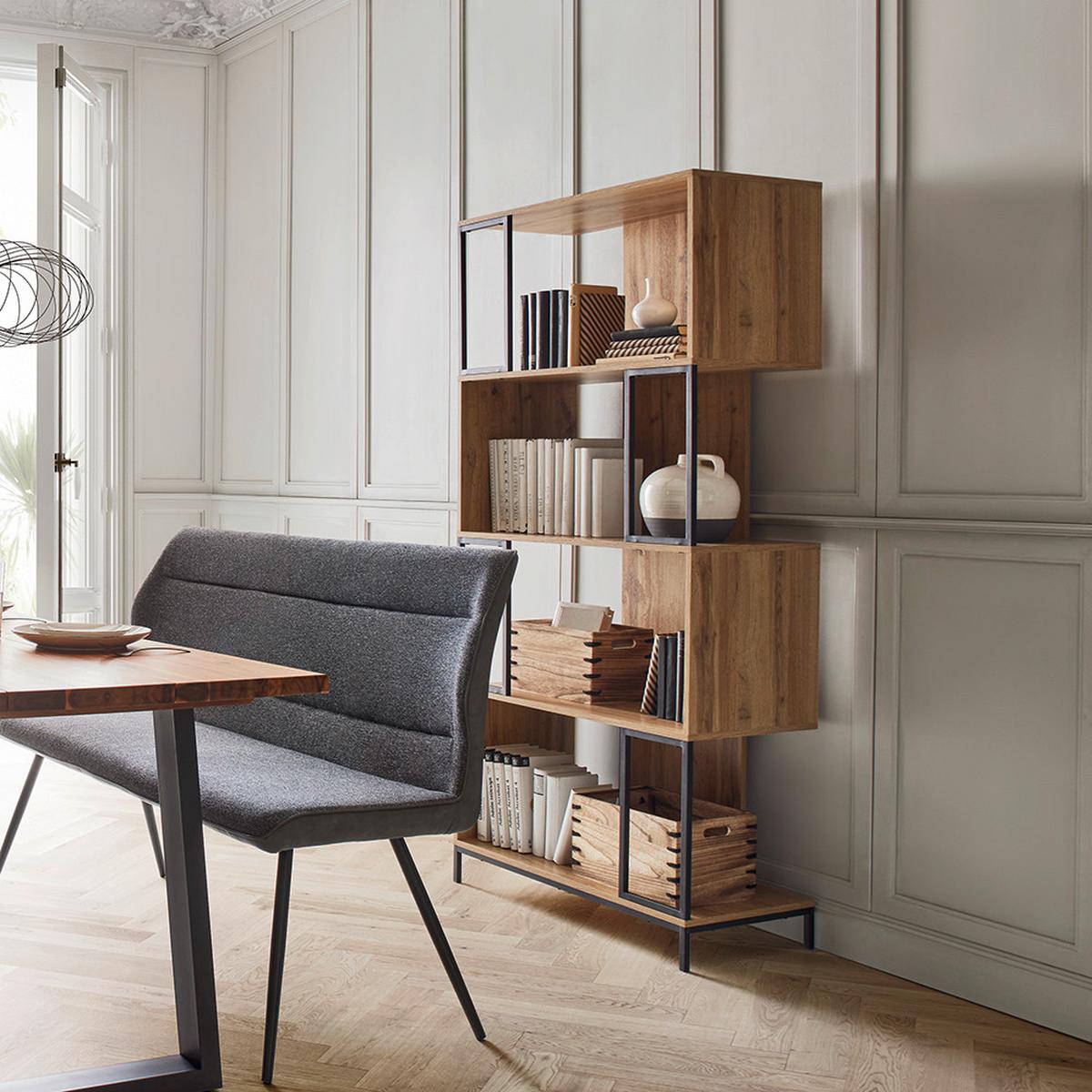 Regal GENY - černá/barvy dubu, Moderní, kov (80/136/40cm) - Bessagi Home