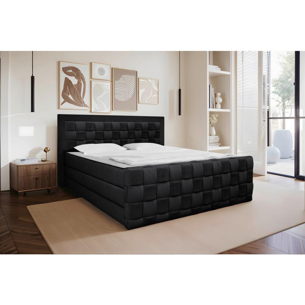 Boxspringbett Grenada Schwarz, LF: 160x200 cm