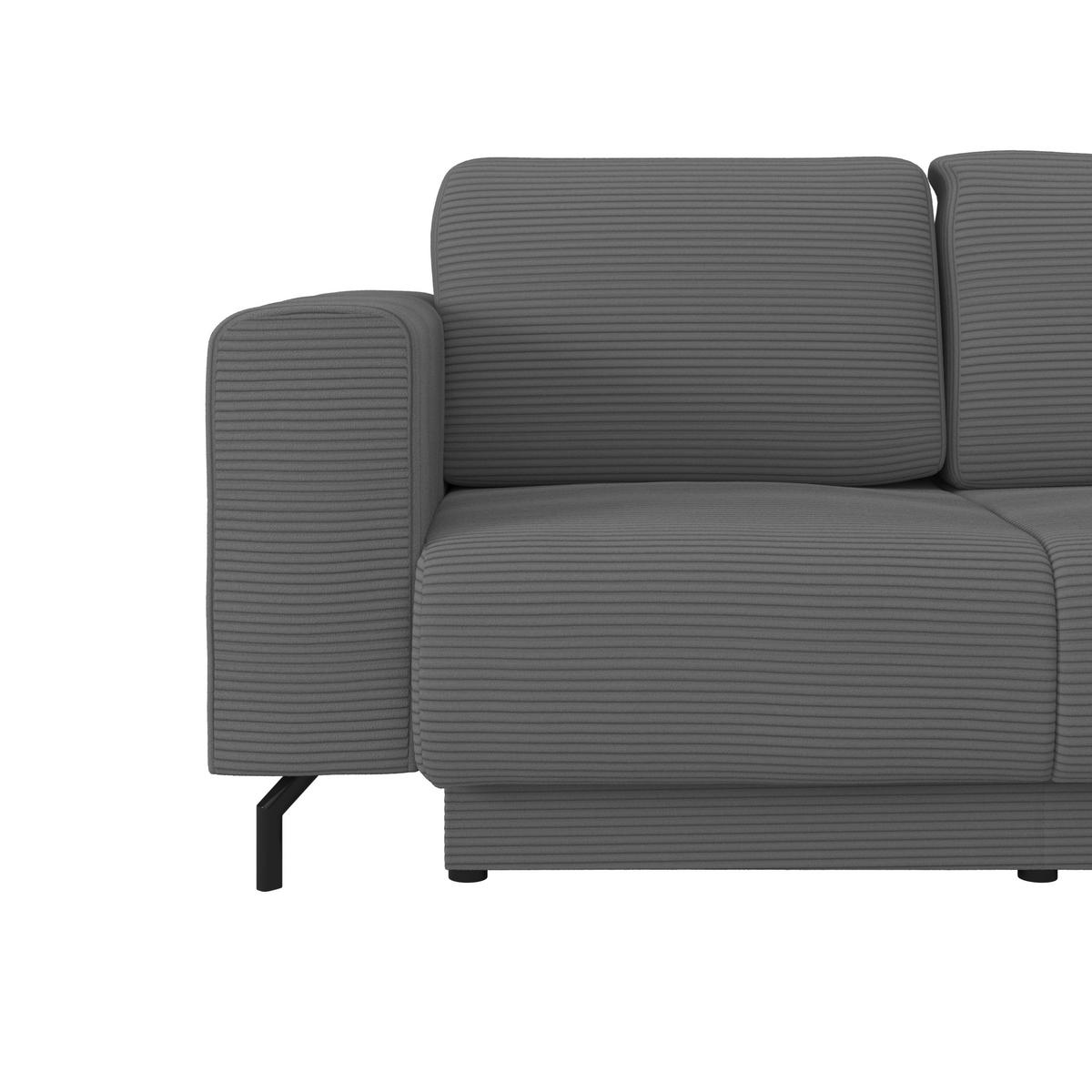 Rohová sedačka VENI, pravá, tmavosivý menčester - čierna/tmavosivá, Modern, textil (272/210cm) - Ondega
