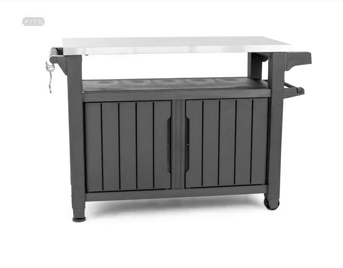 ZÁHRADNÝ PRÍRUČNÝ STOLÍK UNITY XL - grafitová, Modern, plast (134/52/90cm)