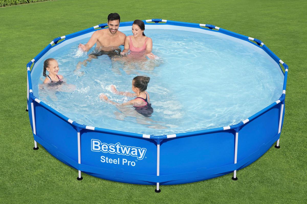 Bazén PATRIC, Šírka/výška: 366/76 cm - bílá/modrá, kov/plast (366/76cm) - Bestway