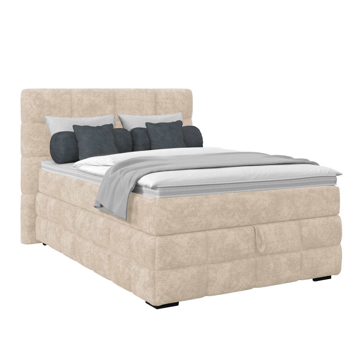 Čalouněná postel VEGA 140x200 cm, bílá - bílá/černá, Trend, dřevo/textil (140/200cm)