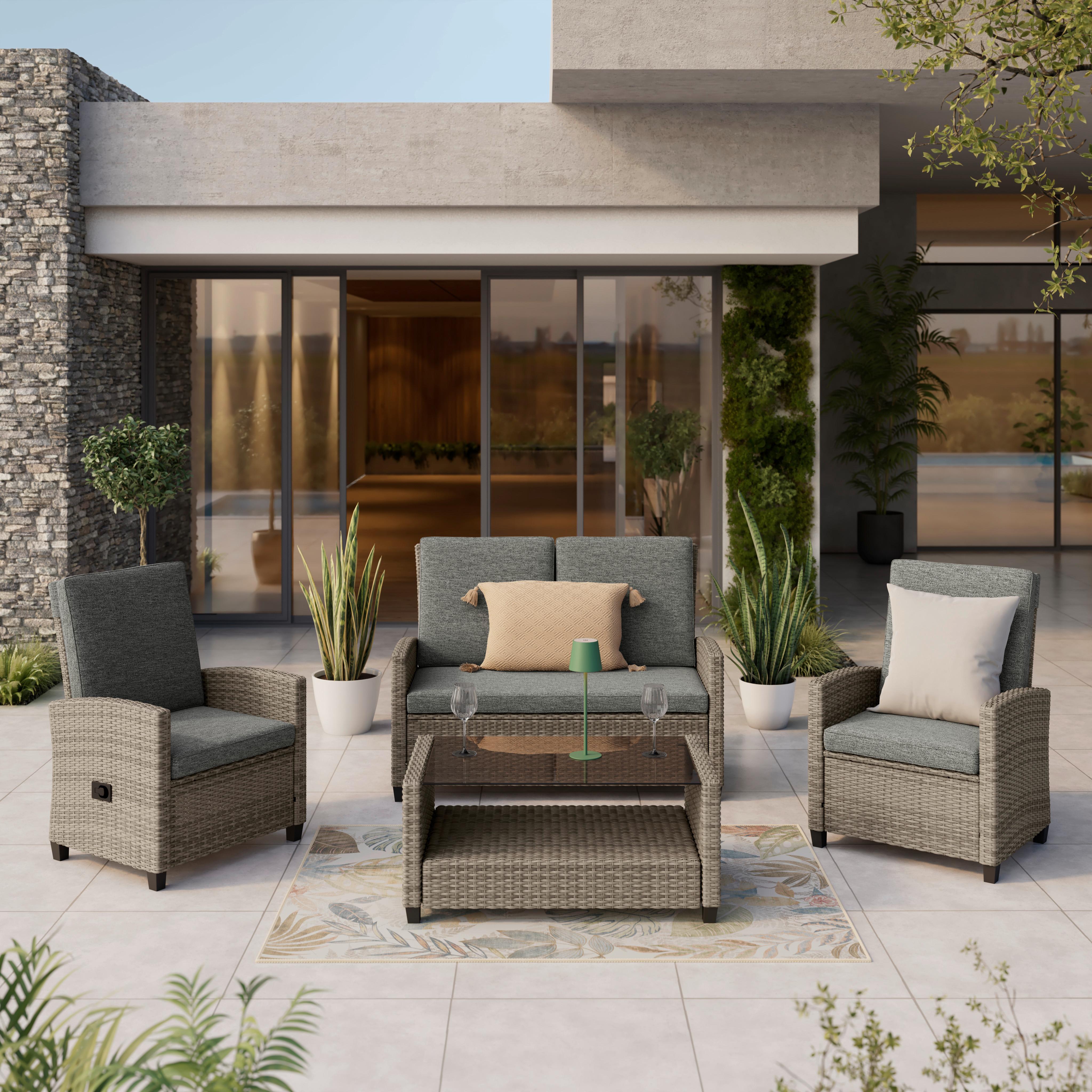 SÚPRAVA ZÁHRADNÉHO NÁBYTKU HANNAH - sivá, Basics, kov/textil - Mömax