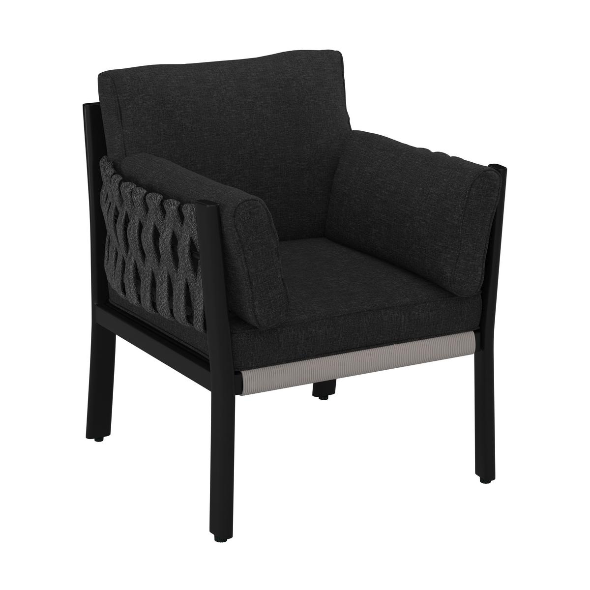 JEDÁLENSKÁ TERASOVÁ SÚPRAVA ELISA - čierna/sivá, Modern, kov/textil (238/74/75cm) - Bessagi Garden