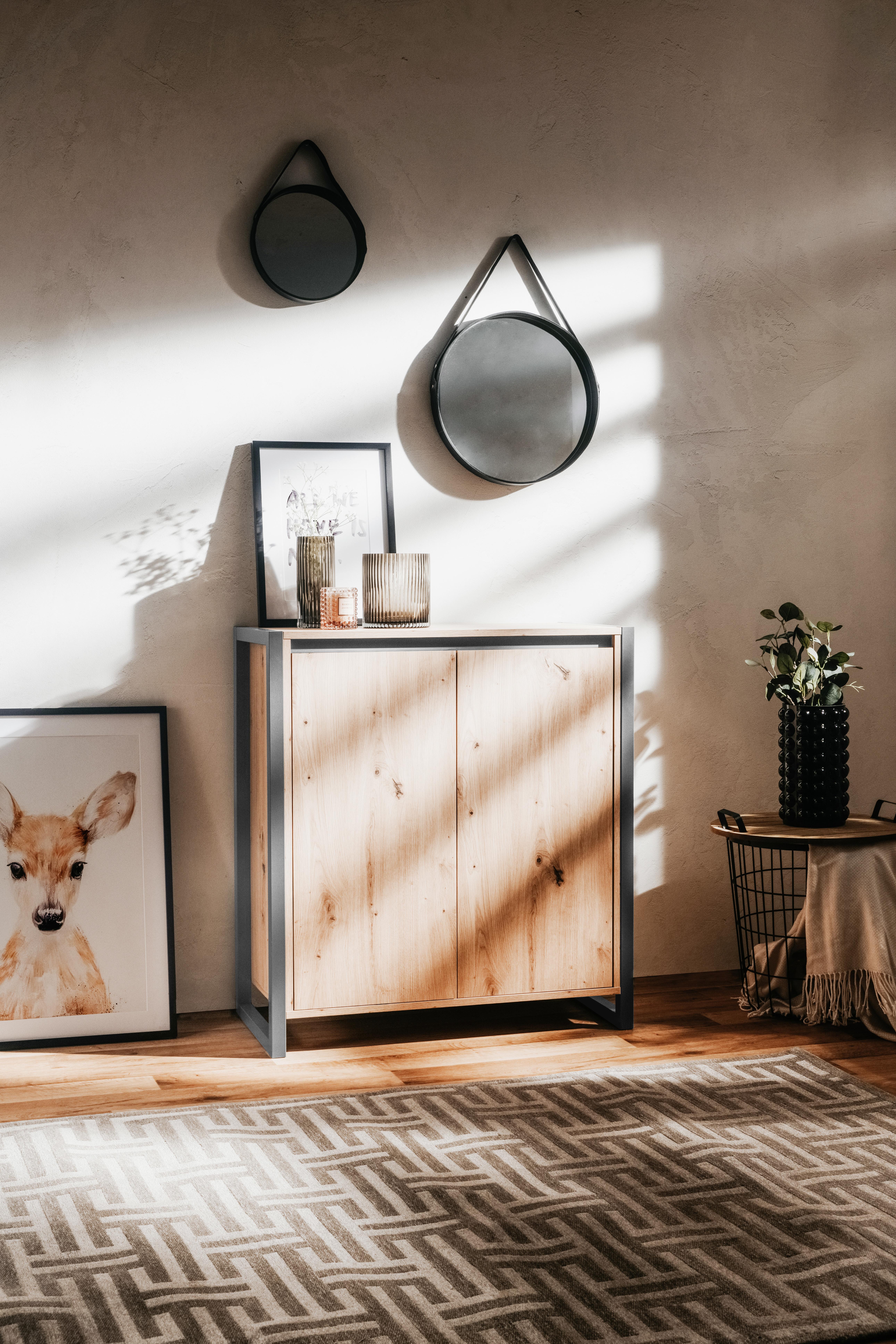 Kommode Grifflos 80 Cm Denver Eiche Dekor - Eichefarben/Anthrazit, KONVENTIONELL, Holzwerkstoff (80/88/40cm) - MID.YOU
