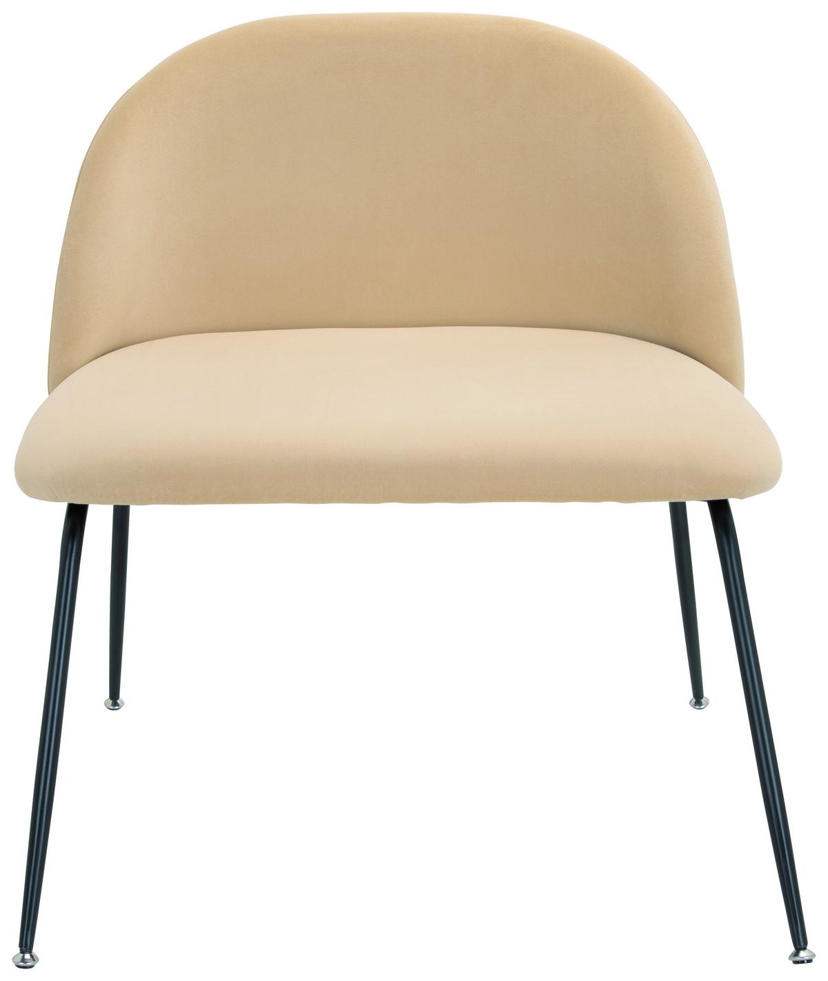 Besucherstuhl Velvo Samt Beige Bis 120 Kg - Beige/Schwarz, Basics, Textil/Metall (72/80/65cm) - MID.YOU