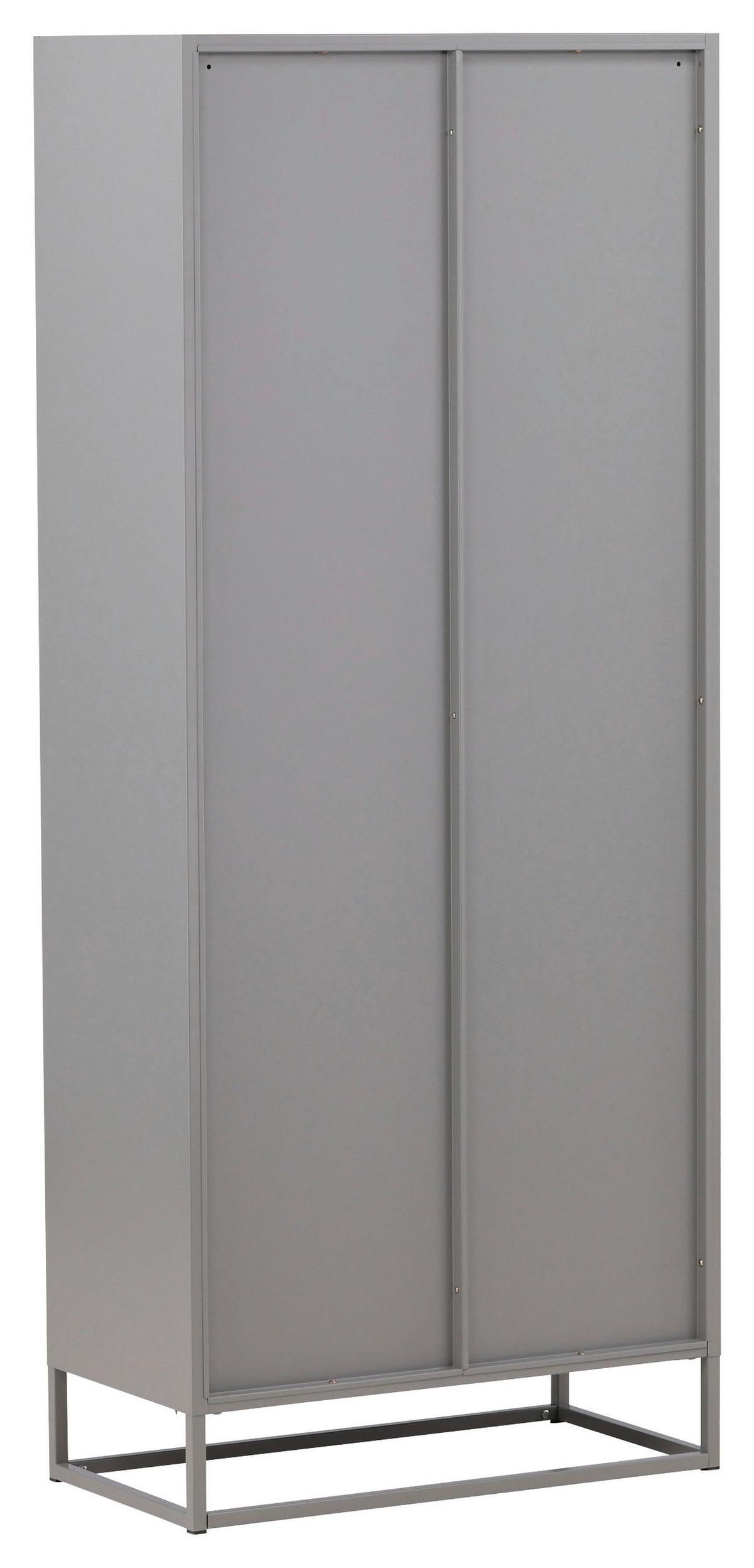 Vitrine Bakal - Hellgrau, Design, Glas/Metall (80/190/41cm) - Livetastic