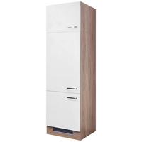 Geräteumbauschrank Valero Git 60 - Weiß Hochglanz/Sonoma Eiche, MODERN, Holzwerkstoff (60/200/57cm) - FlexWell