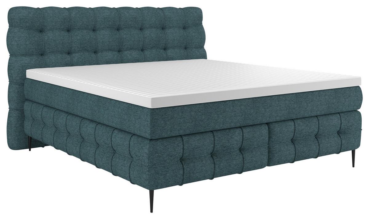 Boxspring- Ágy Scarlett 180/200cm - türkiz, Konventionell, faalapú anyag/textil (180/200cm)