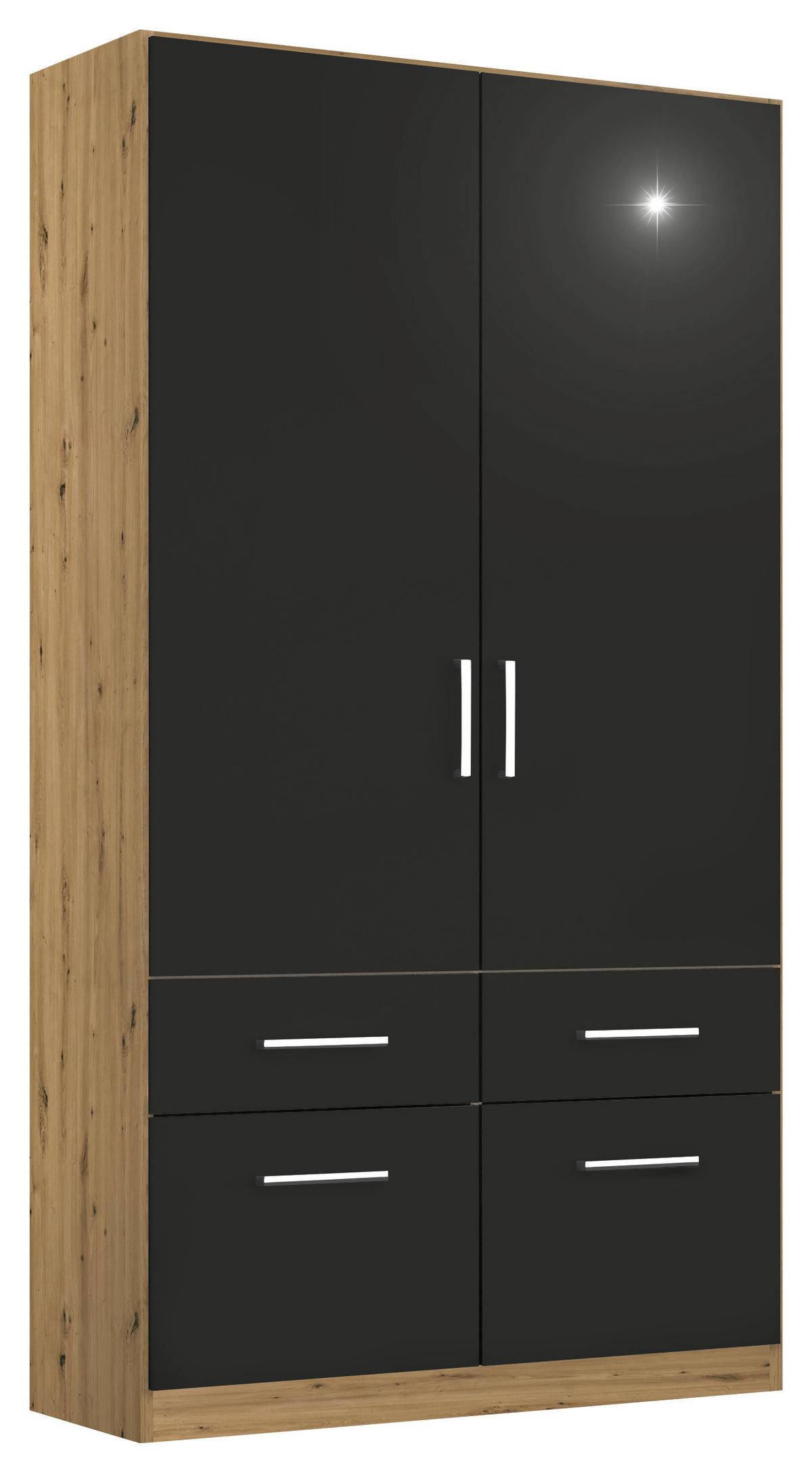 Drehtürenschrank Berlin Eiche Artisan/grau B: 91 Cm - Eiche Artisan/Grau, MODERN, Holzwerkstoff (91/210/54cm) - Rauch Möbel