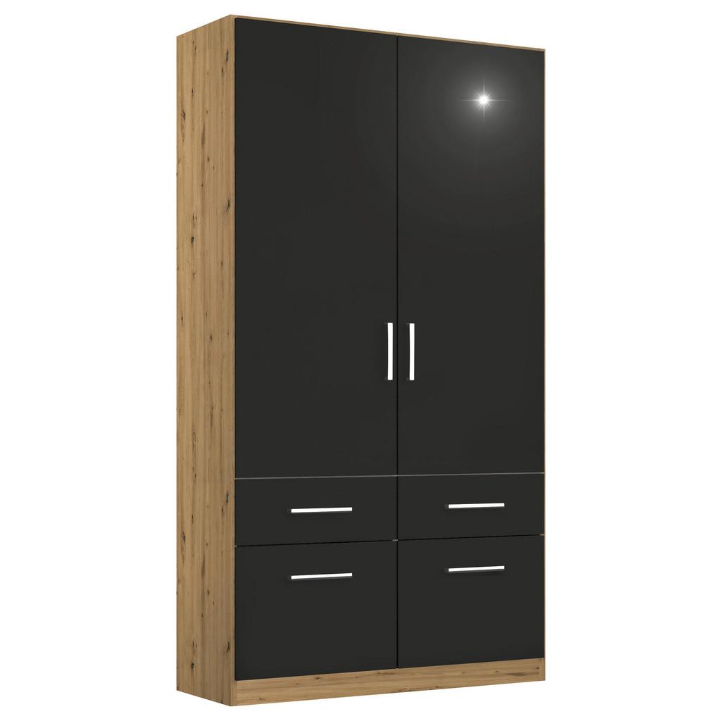 Drehtürenschrank 91 cm Berlin Eiche Dekor/Grau