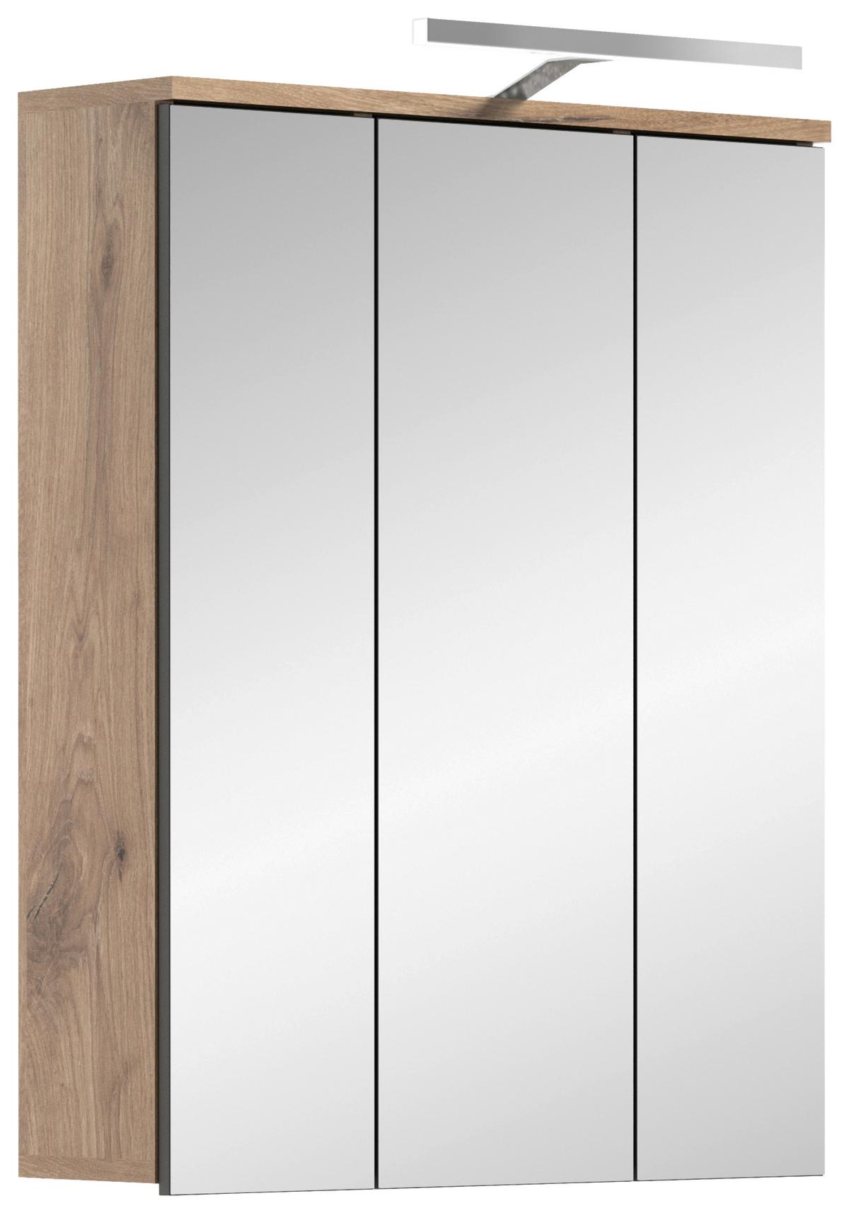 Spiegelschrank Mason Eiche Dekor Grau B:60 cm - Eichefarben/Grau, MODERN, Glas/Holzwerkstoff (60/77/37cm) - MID.YOU