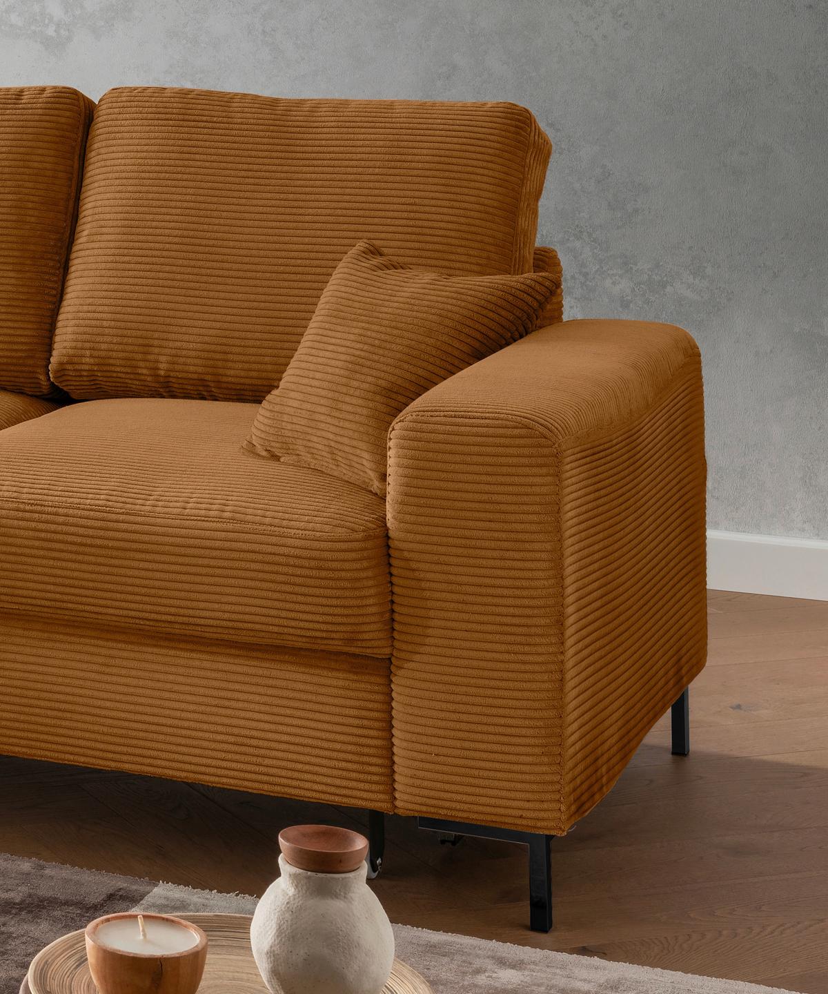 Eckschlafsofa Zona, Goldfarben S: 143x237 Cm - Goldfarben/Schwarz, KONVENTIONELL, Textil (143/237cm) - Livetastic