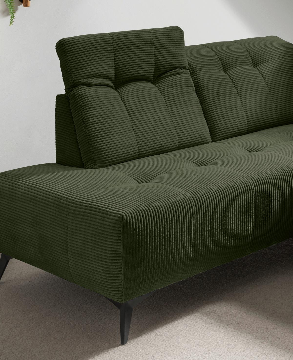 Ecksofa Fiore Dunkelgrün S: 200x272 cm - Dunkelgrün/Schwarz, MODERN, Textil (200/272cm) - Livetastic