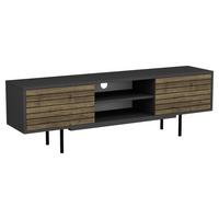 Nízká komoda, antracitová/barvy ořecha - černá/antracitová, Design, kompozitní dřevo (160/50,5/35cm) - Livetastic