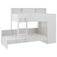 Etagenbett Sina Weiß Dekor Mit Regalen Und Kleiderschrank - Weiß, MODERN, Holzwerkstoff (111/181,2/259cm)