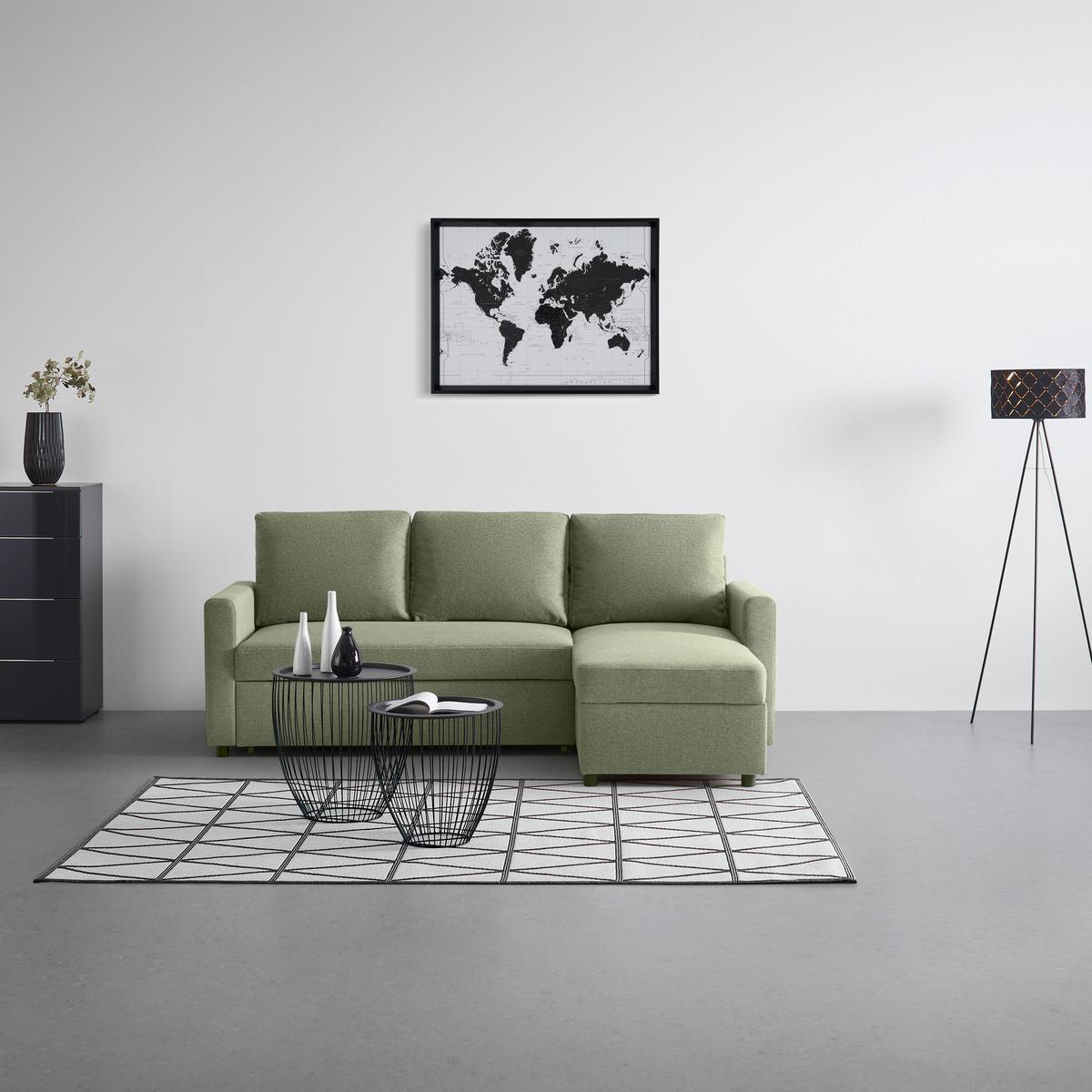 Rohová sedačka VICTORIA, obojstranná, zelená - černá/zelená, Moderní, kov/dřevo (215/82/145cm) - P & B