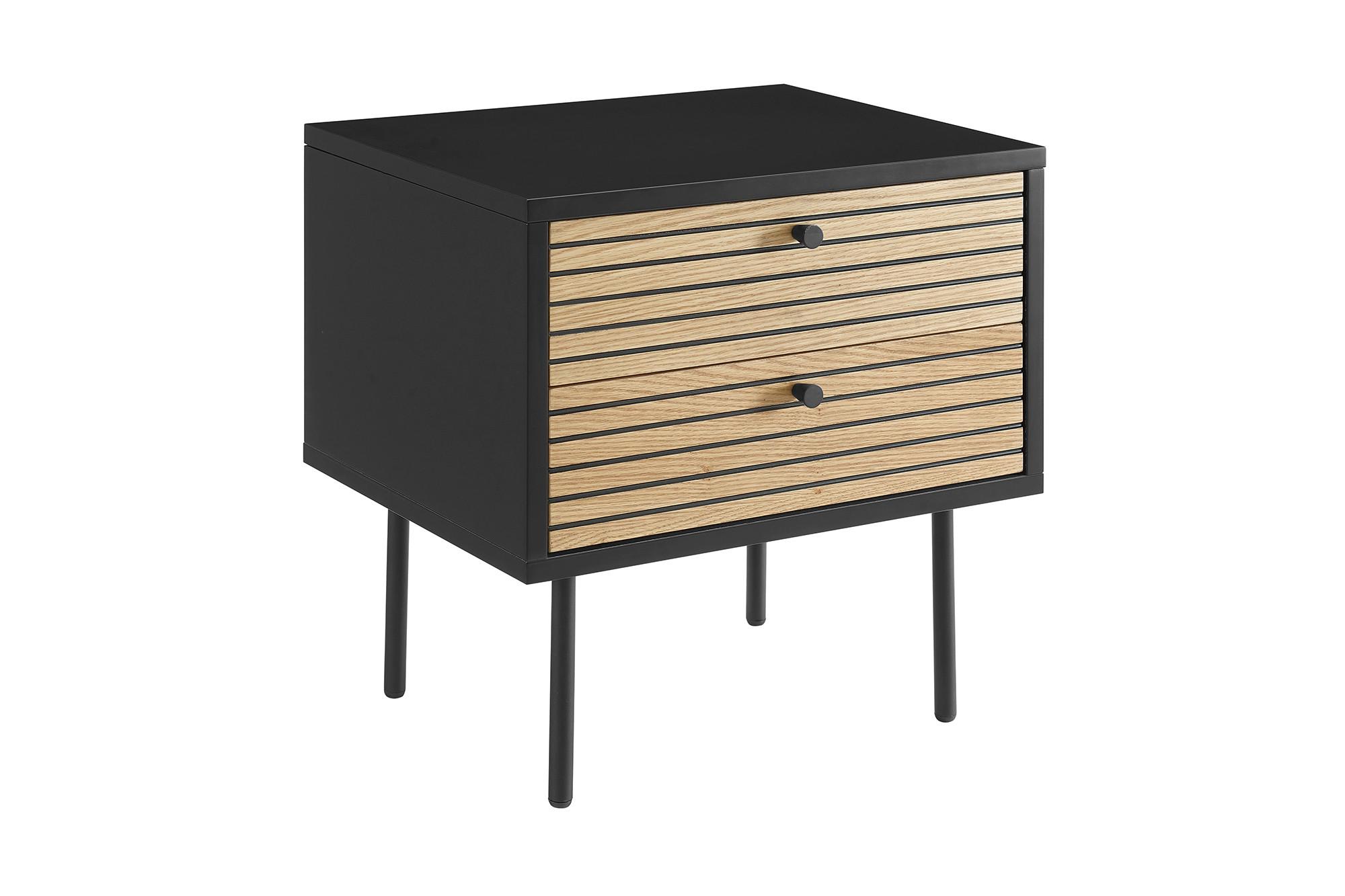 Nachttisch Schwarz/Eichefarben B: 50 cm - Eichefarben/Schwarz, Design, Holz/Holzwerkstoff (50/50/40cm) - Livetastic