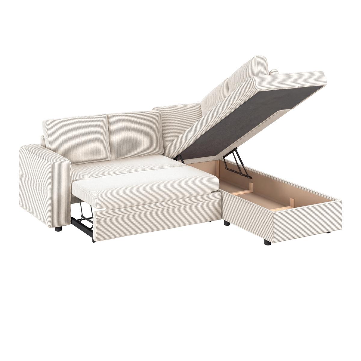 Ecksofa mit Schlaffunktion Toullouse perlmutt, 224x206cm - Perlmutt/Schwarz, Trend, Holz/Holzwerkstoff (224/206cm)