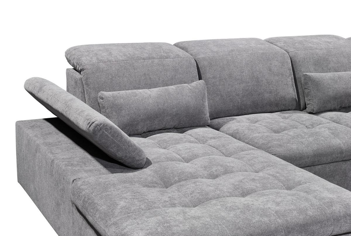 Sedací souprava WAYNE U - šedá/barvy stříbra, Konvenční, textil/plast (188/340/240cm) - MID.YOU