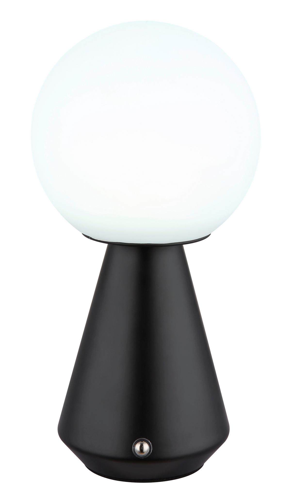 Akku-Tischleuchte Sora Weiß Schwarz D: 12 cm - Schwarz/Weiß, Design, Kunststoff/Metall (12/23,5cm) - Globo