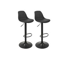 Barhocker-2er Set Scandi höhenverstellbar mit Lehne - Schwarz, MODERN, Kunststoff/Textil (41,5/84-104/37,5cm) - MID.YOU