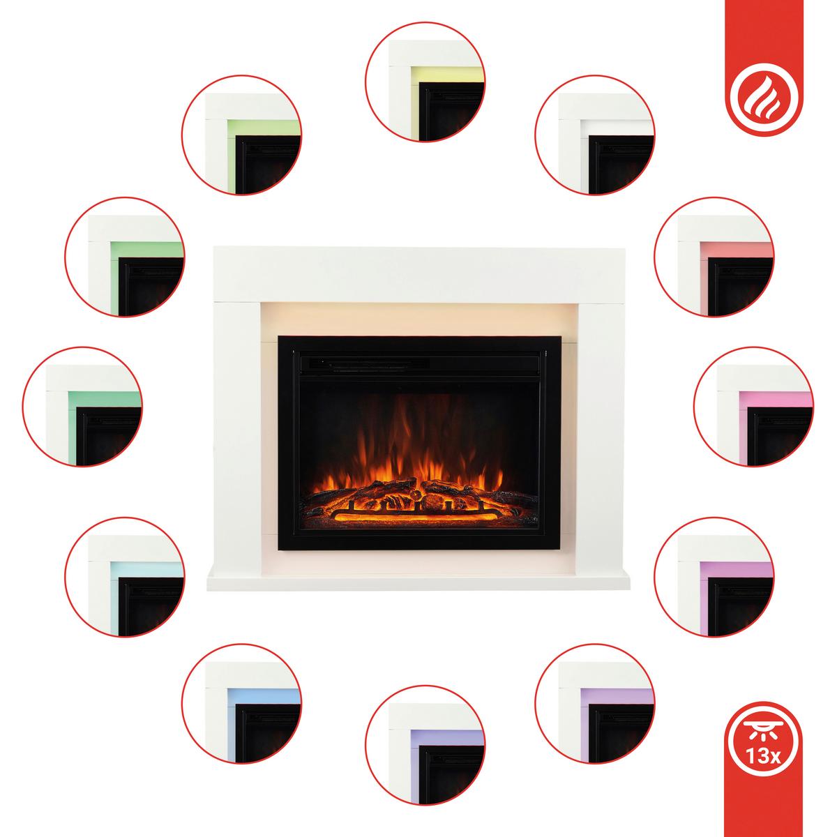 Elektrokamin Matti - Weiß, Basics, Glas/Holzwerkstoff (95,0/77,0/26,0cm)