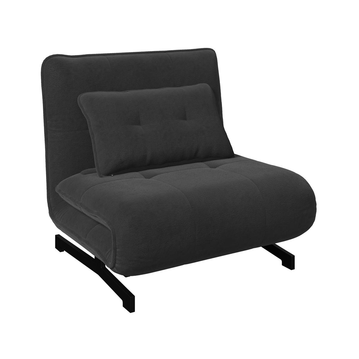 Rozkladacie kreslo LUNA, tmavosivé buklé, max.120 kg - čierna/tmavosivá, Modern, kov/textil (92/40/66cm) - Bessagi Home