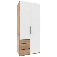 Drehtürenschrank Level 36 A Weiß/plankeneiche, B: 100cm - Plankeneiche/Weiß, MODERN, Holzwerkstoff (100/236/58cm) - MID.YOU