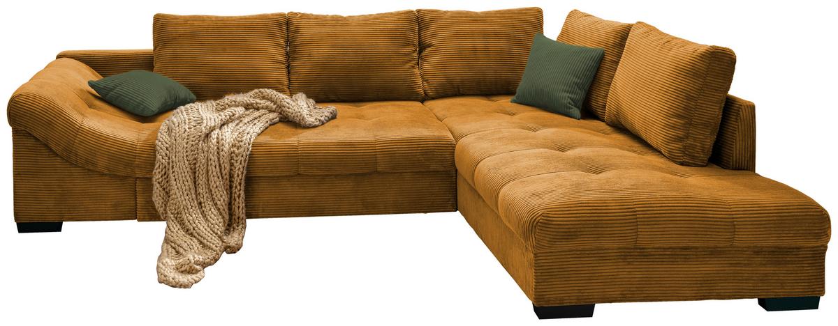 Rohová sedačka ALVITO, pravá, koňakový manšestr - černá/tmavě zelená, Design, dřevo/textil (298/202cm) - MID.YOU