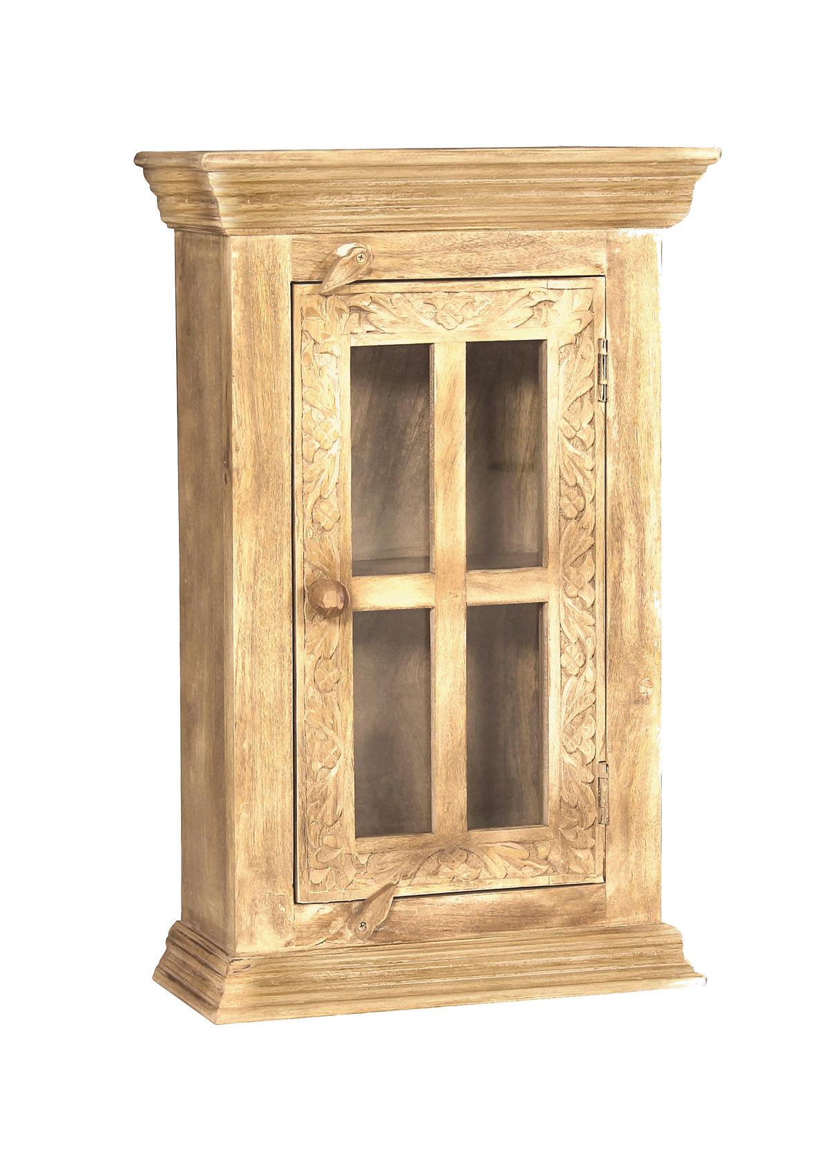 Hängeschrank Mangoholz B: 44cm - Naturfarben, Design, Glas/Holz (44/70/20cm) - MID.YOU
