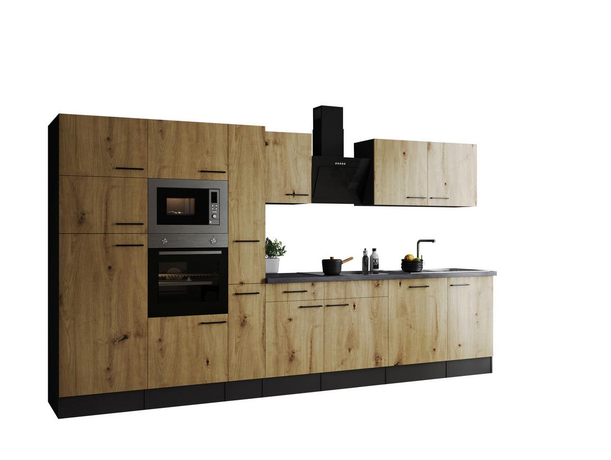 Küchenblock Oliver Artisan Dekor B: 370 Cm - Eiche Artisan/Grau, Design, Holzwerkstoff (370cm) - Respekta