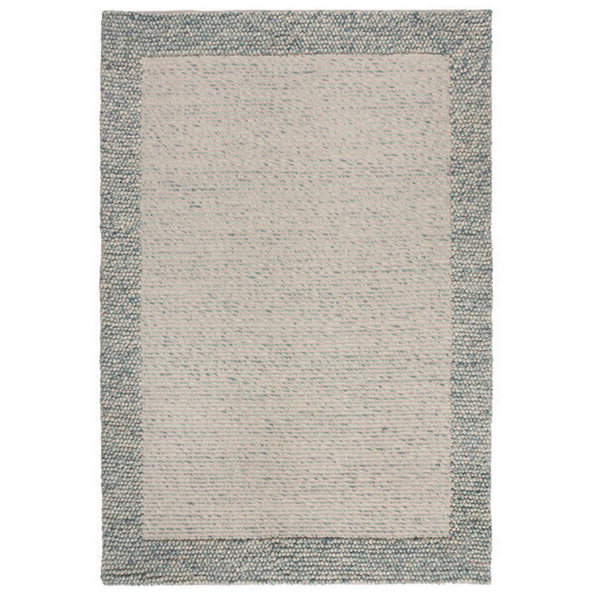 Handwebteppich Bordüre Wolle Blue - Blau, KONVENTIONELL, Textil (200/290cm)