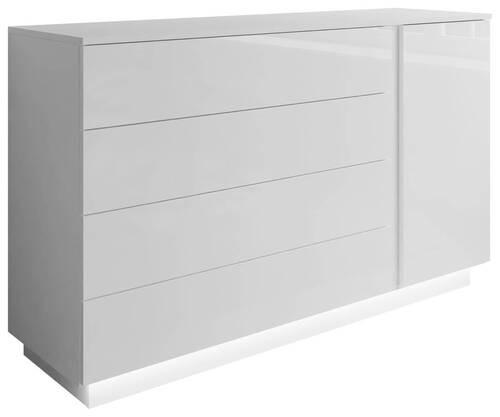 Kommode  138cm Lina II Weiß Hochglanz - Weiß Hochglanz/Weiß, Design, Holzwerkstoff (138/84/40,6cm) - MID.YOU