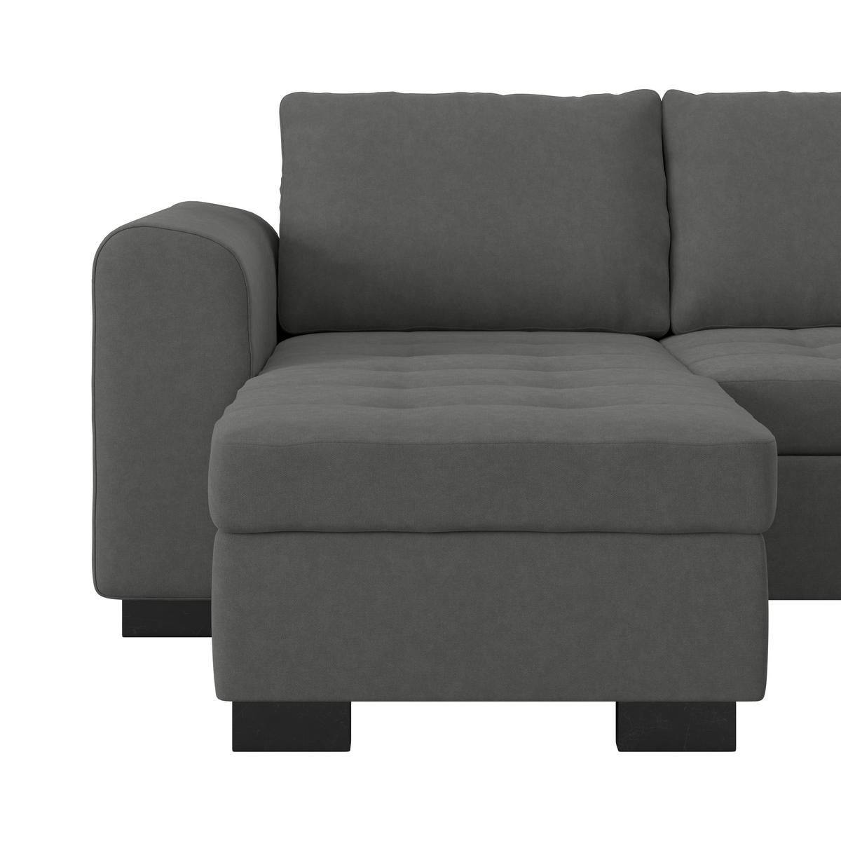Sedací souprava U MALTE, šedá - šedá/černá, Moderní, textil/plast (155/305/178cm) - Based