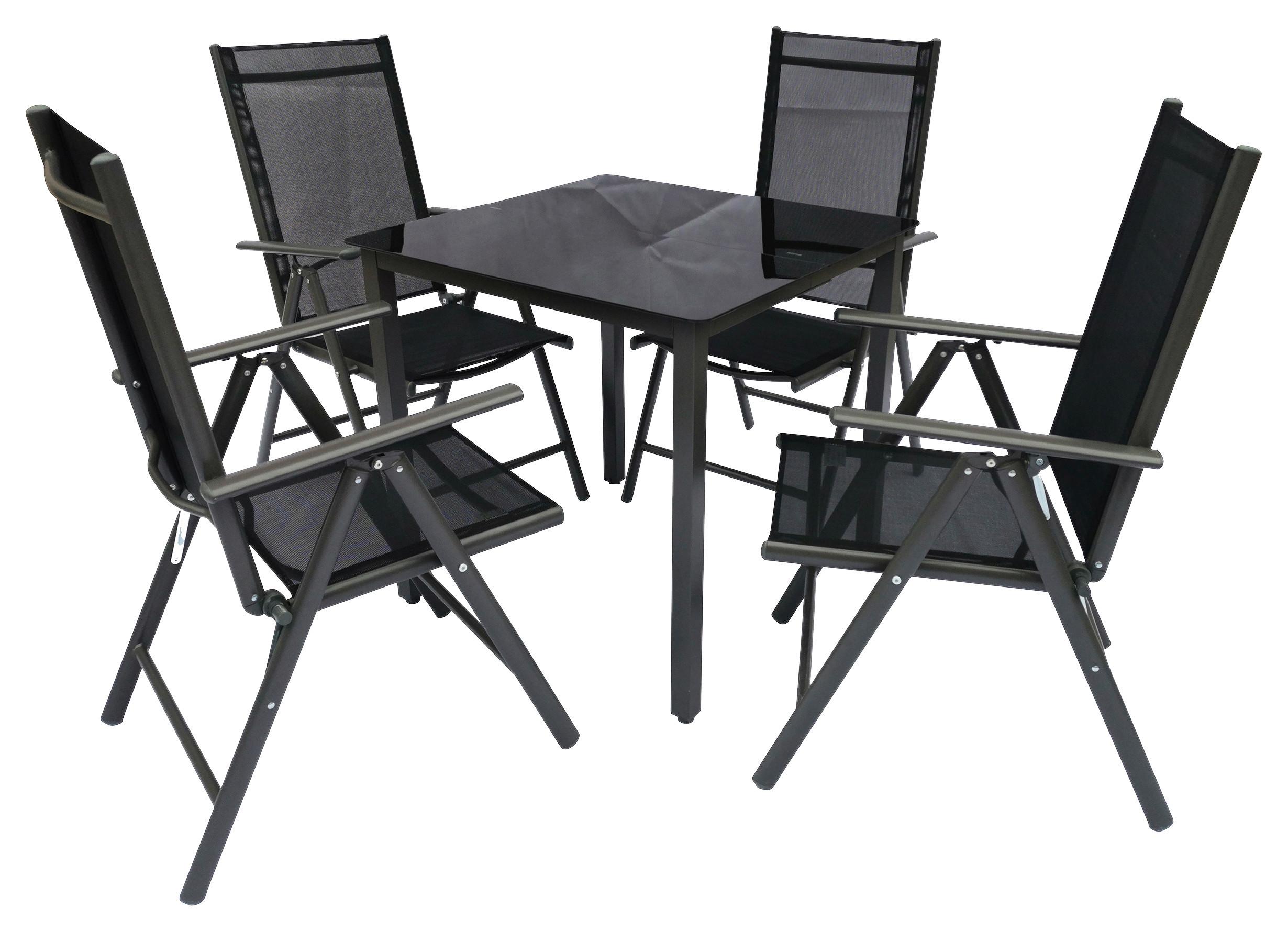 Gartengarnitur 5 -teilig. Metall/schwarz - Schwarz, Basics, Metall (80/73/80cm) - MID.YOU