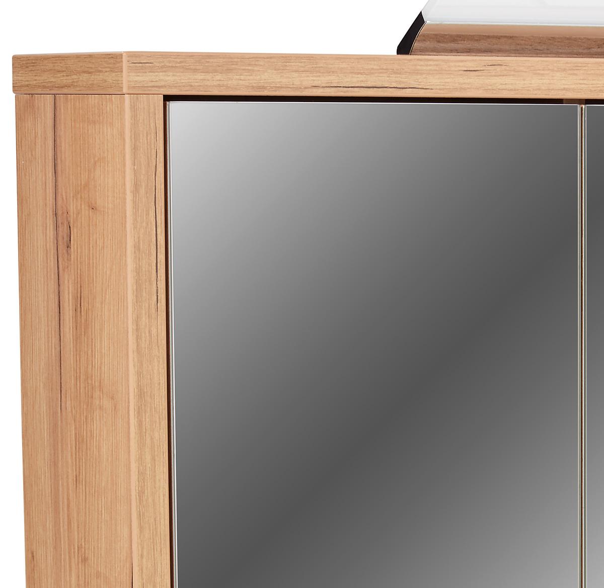 Spiegelschrank Opus Mit Led 3-Türig BxHxT: 90x71x18 - Eichefarben, MODERN, Holzwerkstoff (90/71/18cm)