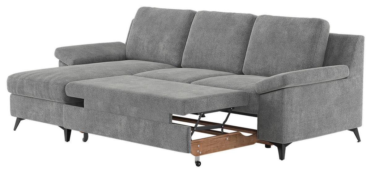 Ecksofa Boom, Grau S: 156x245 cm - Schwarz/Grau, KONVENTIONELL, Textil (156/245cm) - Cotta