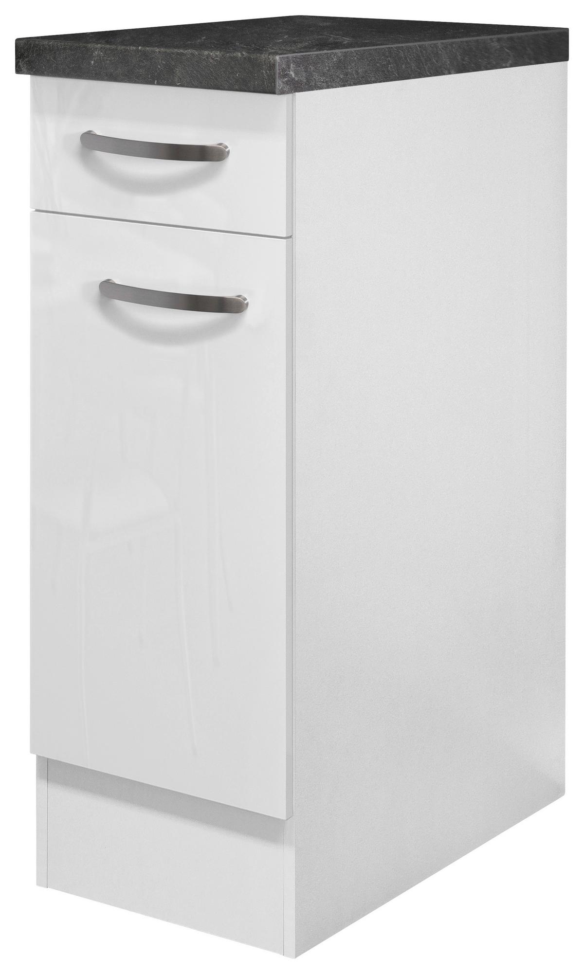 Alsószekrény Alba - magasfényű fehér/fehér, Modern, faalapú anyag (30/86/60cm)