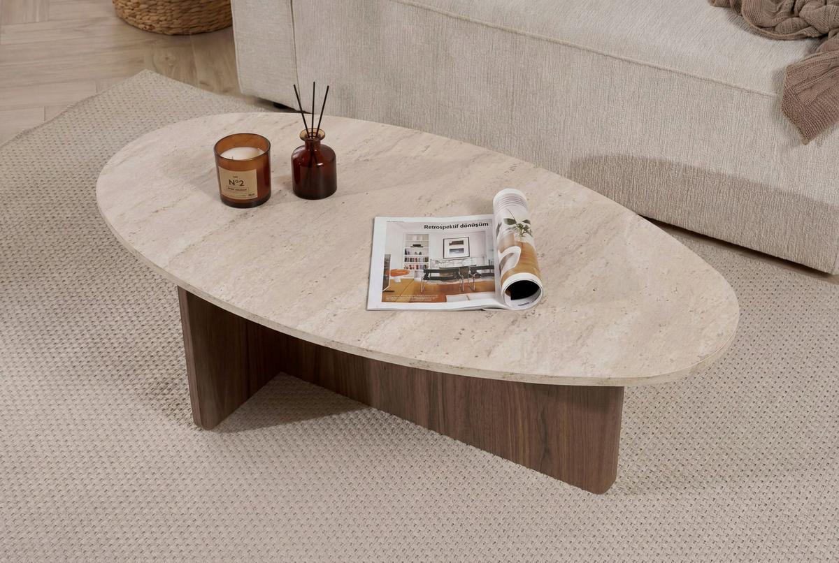 Couchtisch Orba Creme/Walnussfarben L: 120cm - Walnussfarben/Creme, Design, Holzwerkstoff (120/40/65cm) - MID.YOU