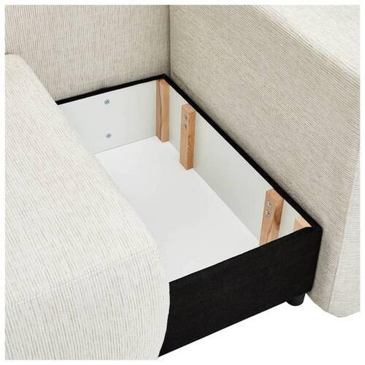 Recamiere Nello Sandfarben mit Schlaffunktion - Sandfarben/Schwarz, KONVENTIONELL, Textil (171/73/93cm) - MID.YOU