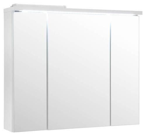 Spiegelschrank Pool Mit Led- Beleuchtung 3 Türen - Weiß, Basics, Glas/Holzwerkstoff (80/69/20cm) - Livetastic