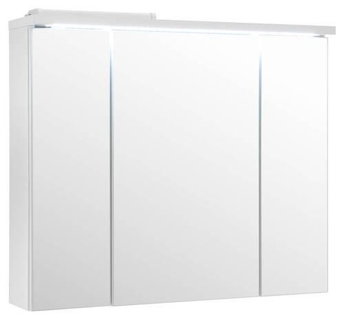 Spiegelschrank Pool mit LED- Beleuchtung 3 Türen - Weiß, Basics, Glas/Holzwerkstoff (80/69/20cm) - Livetastic