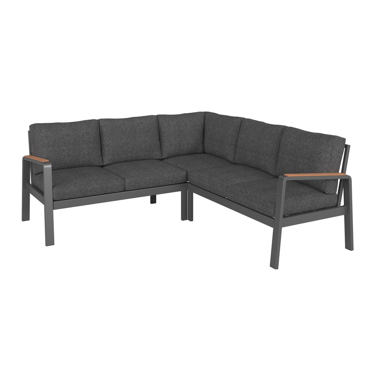 Loungegarnitur 4-Tlg Sorrent Metall/Textil/Glas mit Kissen - Anthrazit/Schwarz, MODERN, Keramik/Textil (193/193cm) - Beldano